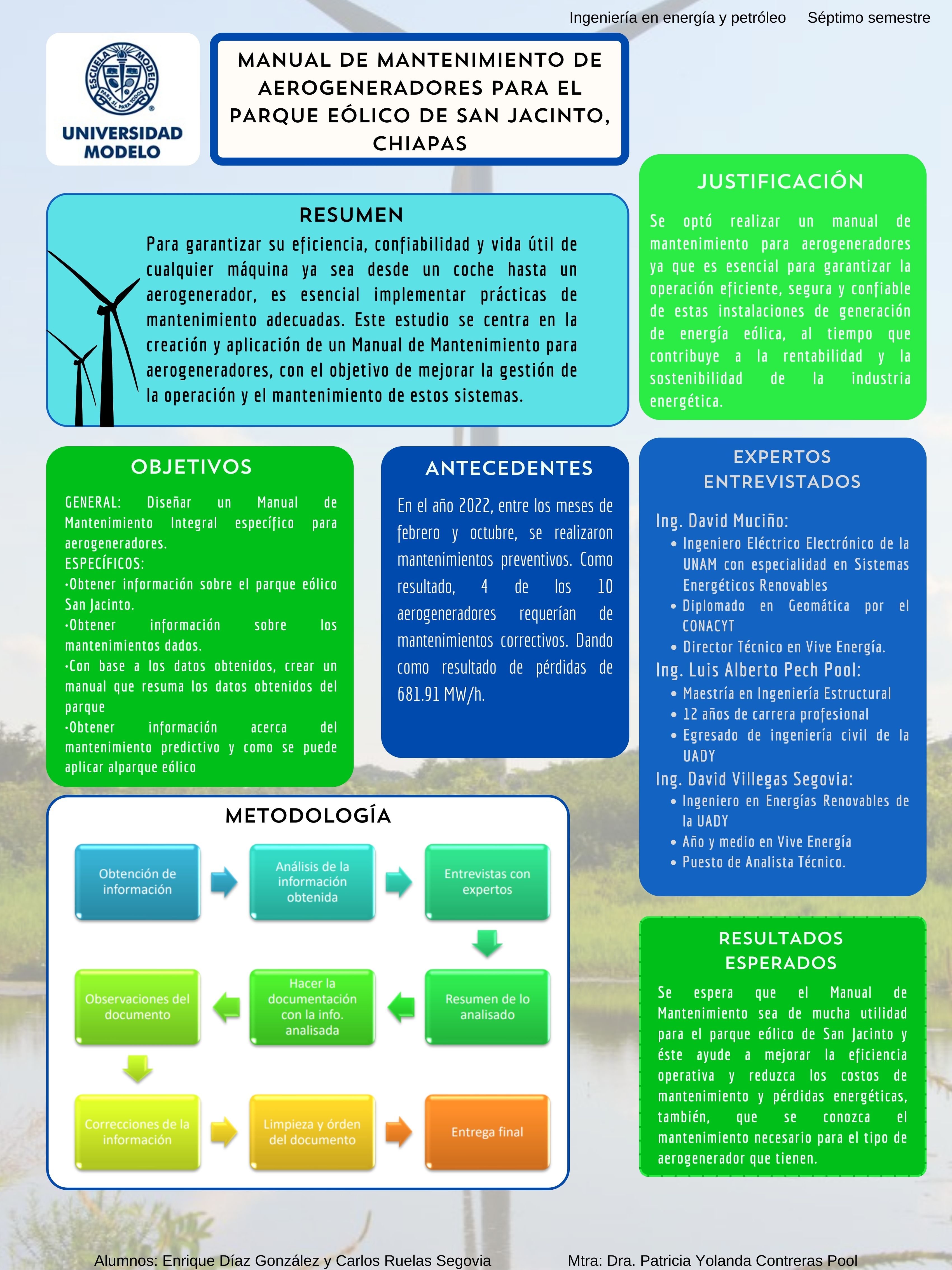 Manual de Mantenimiento para aerogeneradores eólicos del parque eólico San Jacinto, Chiapas