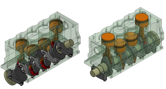 Motor 4 cilindros en línea a Escala